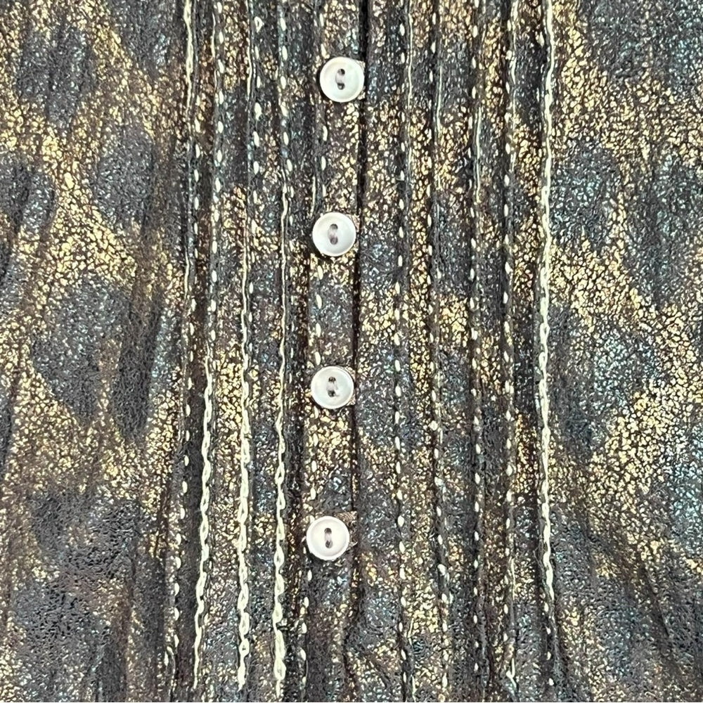 Alberto Makali Metallic Leopard Print Button-Up Blouse XL Long Sleeve Tunic Top - Picture 5 of 10